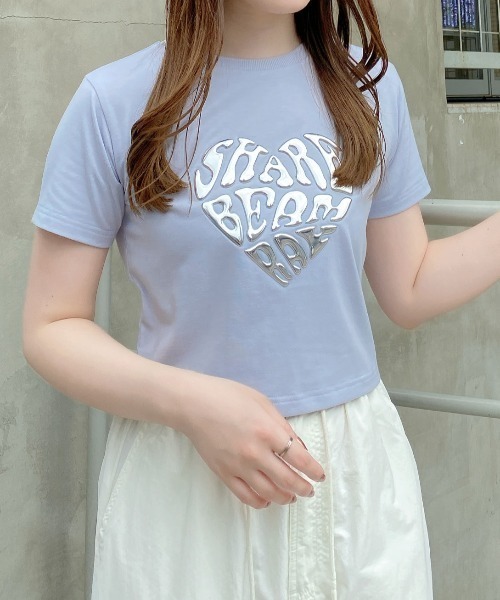 INGNI（イング）の「メタルハートロゴショートTシャツ（Tシャツ/カットソー・レディース・オフホワイト/ライトブルー/ブラック・M）」の18枚目の写真