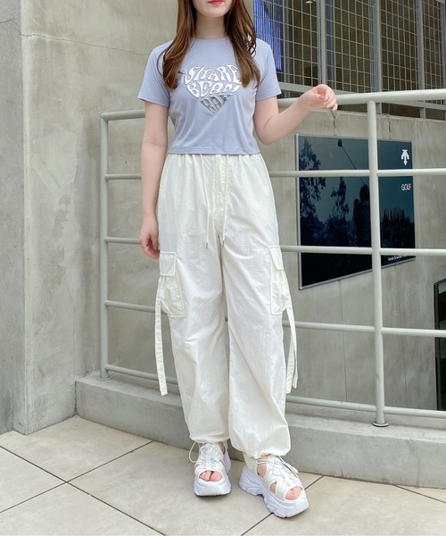 INGNI（イング）の「メタルハートロゴショートTシャツ（Tシャツ/カットソー・レディース・オフホワイト/ライトブルー/ブラック・M）」の21枚目の写真