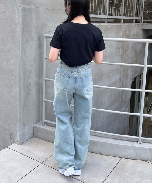 INGNI（イング）の「メタルハートロゴショートTシャツ（Tシャツ/カットソー・レディース・オフホワイト/ライトブルー/ブラック・M）」の17枚目の写真