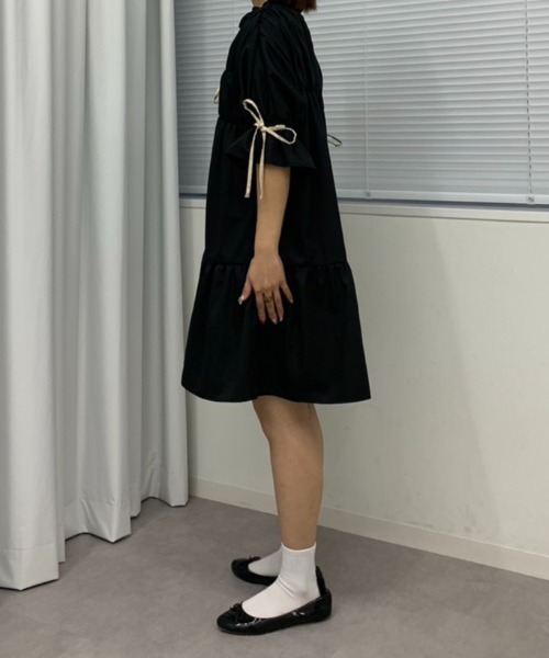 kutir(クティール)の「【クティールとレトロ】ジャガードアソートフリルリボンミニワンピース(ワンピース・レディース・ベージュ/オフホワイト/ブラック・FREE)」の9枚目の写真