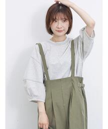 Samansa Mos2 blue | ◎バルーンスリーブプルオーバー(Tシャツ/カットソー)