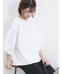 Samansa Mos2 blue | ◎バルーンスリーブプルオーバー(Tシャツ/カットソー)