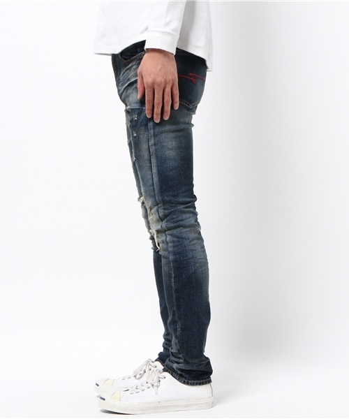 Thom krom ❣️ロックステッチ　ハイパーストレッチパンツ¥35.400 thomkrom SCAR STITCH CURVED SKINNY / FADE STRETCH DENIM