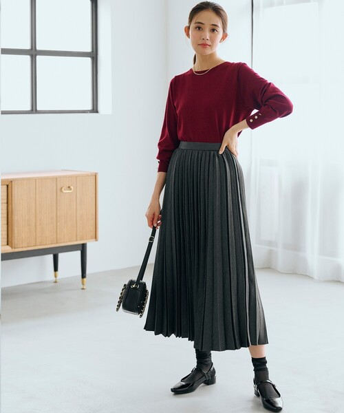 grove(グローブ)の「◆ヘリンボン/チェックランダムプリーツスカート(スカート・レディース・ブラウン系その他/グリーン/チャコールグレー/ブラック系1・03/02/01/04/05)」の5枚目の写真