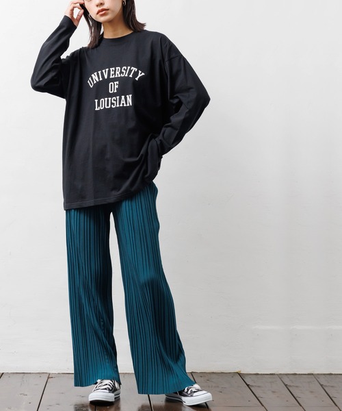 mili an deni(ミリアンデニ)の「カレッジプリントロンT(Tシャツ/カットソー・レディース・ネイビー/ブラック/チャコールグレー/オフホワイト・L/M)」の5枚目の写真