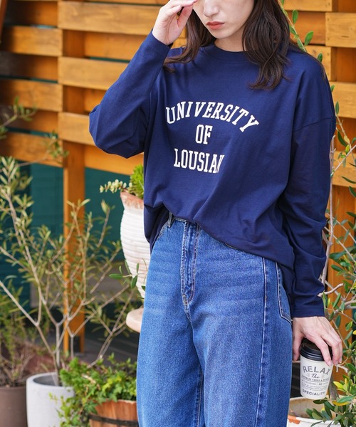 mili an deni(ミリアンデニ)の「カレッジプリントロンT(Tシャツ/カットソー・レディース・ネイビー/ブラック/チャコールグレー/オフホワイト・L/M)」の6枚目の写真