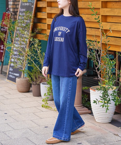 mili an deni(ミリアンデニ)の「カレッジプリントロンT(Tシャツ/カットソー・レディース・ネイビー/ブラック/チャコールグレー/オフホワイト・L/M)」の7枚目の写真
