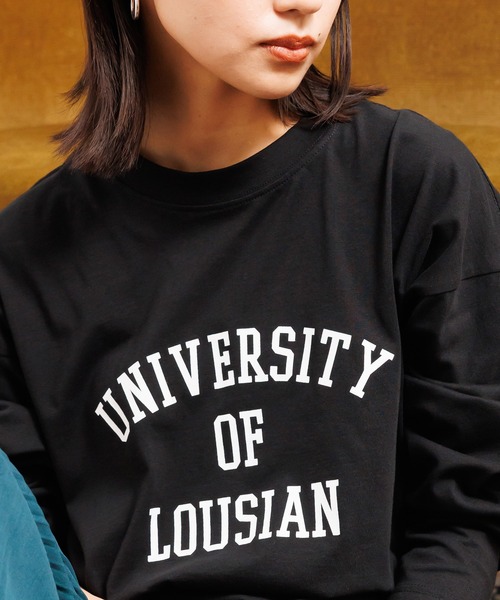 mili an deni(ミリアンデニ)の「カレッジプリントロンT(Tシャツ/カットソー・レディース・ネイビー/ブラック/チャコールグレー/オフホワイト・L/M)」の11枚目の写真