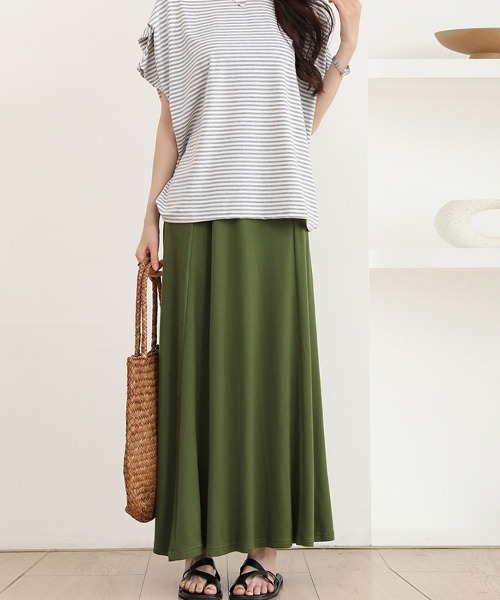 Doux Belle（ドゥーベル）の「落ち感フレアスカート（スカート・レディース・ダークグレー/ブラック/ライトグレー/グリーン/ベージュ・FREE）」の5枚目の写真