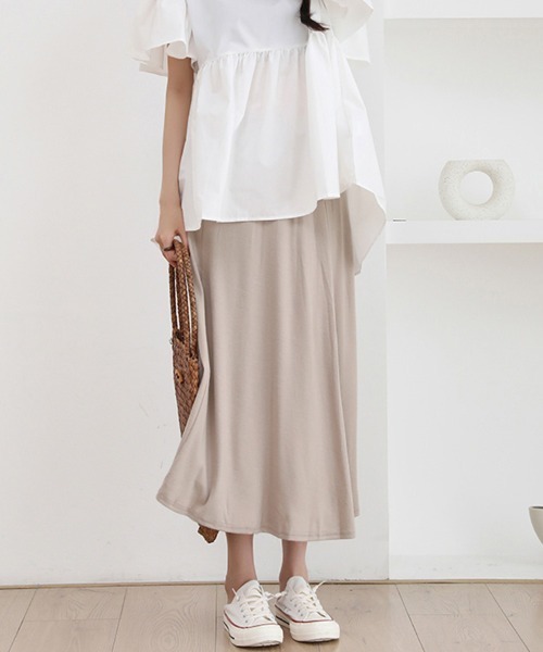 Doux Belle（ドゥーベル）の「落ち感フレアスカート（スカート・レディース・ダークグレー/ブラック/ライトグレー/グリーン/ベージュ・FREE）」の15枚目の写真