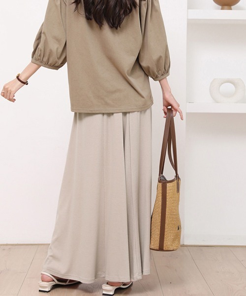 Doux Belle（ドゥーベル）の「落ち感フレアスカート（スカート・レディース・ダークグレー/ブラック/ライトグレー/グリーン/ベージュ・FREE）」の16枚目の写真