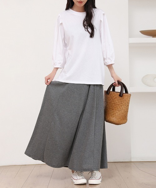 Doux Belle（ドゥーベル）の「落ち感フレアスカート（スカート・レディース・ダークグレー/ブラック/ライトグレー/グリーン/ベージュ・FREE）」の20枚目の写真
