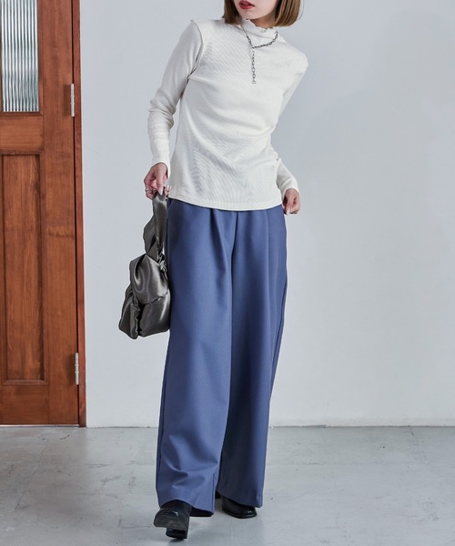 Fashion Letter(ファッションレター)の「【M-4L】ハイネックメローリブカットソー 長袖 ロングスリーブ きれいめ(Tシャツ/カットソー・レディース・ブラック/ベージュ/オフホワイト・M/4L/3L/LL/L)」の8枚目の写真