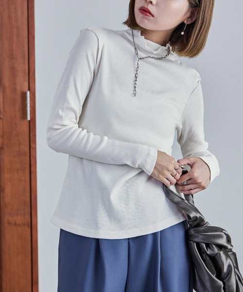 Fashion Letter(ファッションレター)の「【M-4L】ハイネックメローリブカットソー 長袖 ロングスリーブ きれいめ(Tシャツ/カットソー・レディース・ブラック/ベージュ/オフホワイト・M/4L/3L/LL/L)」の10枚目の写真