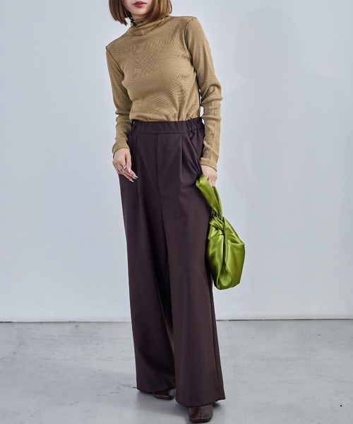 Fashion Letter(ファッションレター)の「【M-4L】ハイネックメローリブカットソー 長袖 ロングスリーブ きれいめ(Tシャツ/カットソー・レディース・ブラック/ベージュ/オフホワイト・M/4L/3L/LL/L)」の18枚目の写真