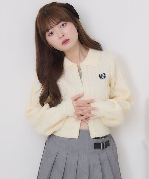 ems excite（エムズエキサイト）の「WZIPケーブルNT（ニット/セーター・レディース・ナチュラル/ダークグレー/ピンク/ブルー・FREE）」の20枚目の写真