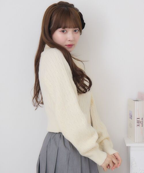 ems excite（エムズエキサイト）の「WZIPケーブルNT（ニット/セーター・レディース・ナチュラル/ダークグレー/ピンク/ブルー・FREE）」の21枚目の写真