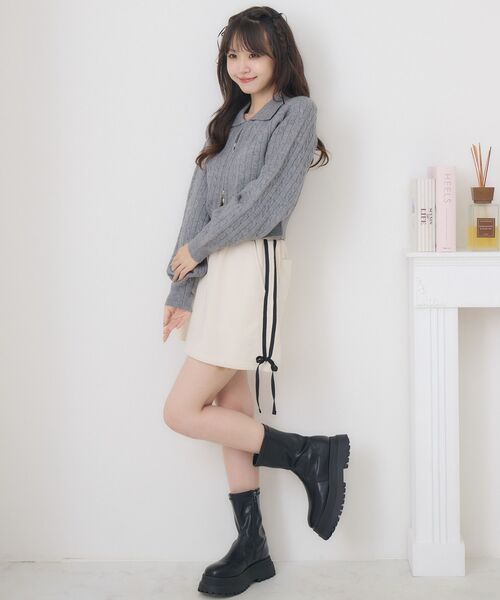 ems excite（エムズエキサイト）の「WZIPケーブルNT（ニット/セーター・レディース・ナチュラル/ダークグレー/ピンク/ブルー・FREE）」の15枚目の写真