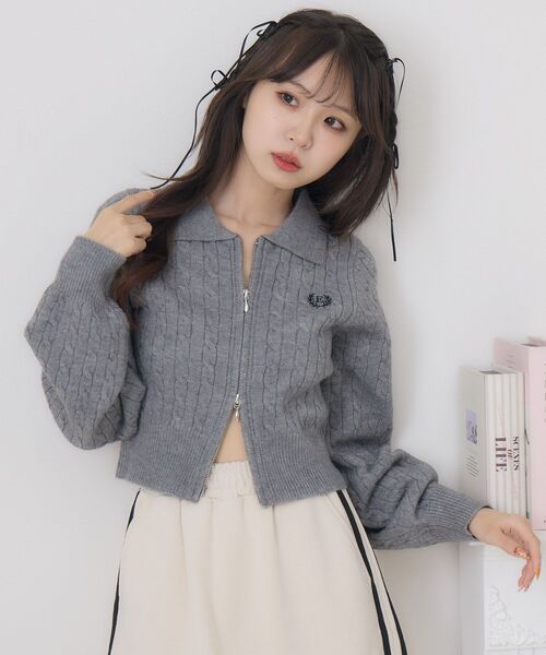 ems excite（エムズエキサイト）の「WZIPケーブルNT（ニット/セーター・レディース・ナチュラル/ダークグレー/ピンク/ブルー・FREE）」の16枚目の写真