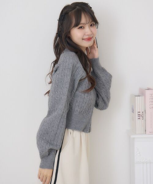 ems excite（エムズエキサイト）の「WZIPケーブルNT（ニット/セーター・レディース・ナチュラル/ダークグレー/ピンク/ブルー・FREE）」の8枚目の写真