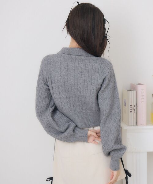 ems excite（エムズエキサイト）の「WZIPケーブルNT（ニット/セーター・レディース・ナチュラル/ダークグレー/ピンク/ブルー・FREE）」の10枚目の写真