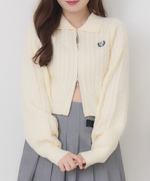 ems excite（エムズエキサイト）の「WZIPケーブルNT（ニット/セーター・レディース・ナチュラル/ダークグレー/ピンク/ブルー・FREE）」の3枚目の写真