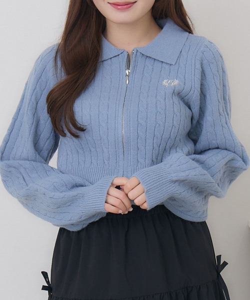 ems excite（エムズエキサイト）の「WZIPケーブルNT（ニット/セーター・レディース・ナチュラル/ダークグレー/ピンク/ブルー・FREE）」の4枚目の写真