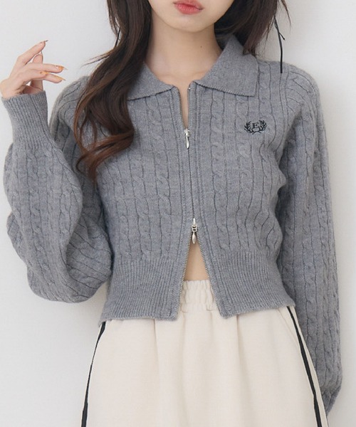 ems excite（エムズエキサイト）の「WZIPケーブルNT（ニット/セーター・レディース・ナチュラル/ダークグレー/ピンク/ブルー・FREE）」の2枚目の写真