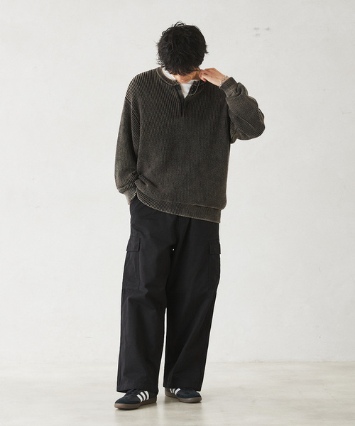 JOURNAL STANDARD relume（ジャーナルスタンダード　レリューム）の「CALIFORNIA フェードコットン ヘンリーネックニット（ニット/セーター・メンズ・ブラック/グリーン/ネイビー/レッド・MEDIUM/LARGE）」の13枚目の写真