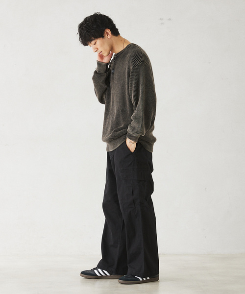 JOURNAL STANDARD relume（ジャーナルスタンダード　レリューム）の「CALIFORNIA フェードコットン ヘンリーネックニット（ニット/セーター・メンズ・ブラック/グリーン/ネイビー/レッド・MEDIUM/LARGE）」の12枚目の写真