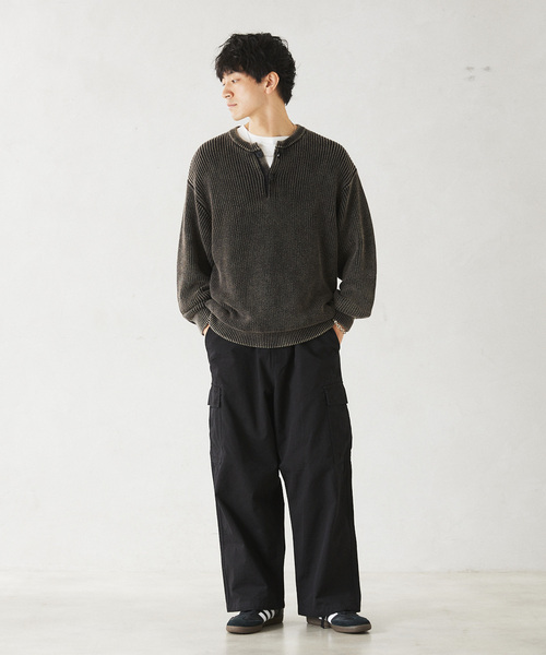 JOURNAL STANDARD relume（ジャーナルスタンダード　レリューム）の「CALIFORNIA フェードコットン ヘンリーネックニット（ニット/セーター・メンズ・ブラック/グリーン/ネイビー/レッド・MEDIUM/LARGE）」の14枚目の写真