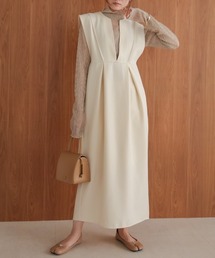 Bab | 【S・Mサイズ展開】タックハイウエストIラインジャンスカ(ジャンパースカート)