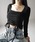 me+em select�i�~�[���Z���N�g�j�́u�y �Rcolor �z �_�u���V���[�����O���{���X�N�G�A�l�b�N�g�b�v�X �^ double shirring ribbon square neck tops�iT�V���c/�J�b�g�\�[�j�v�b�u���b�N