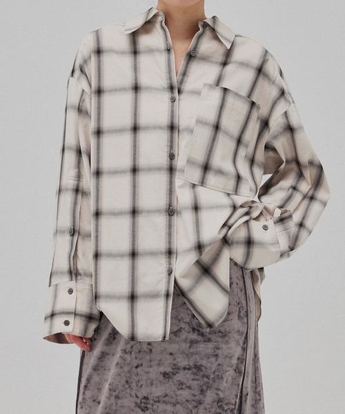 PUBLIC TOKYO（パブリックトウキョウ）の「【残りわずか】ビッグポケットラウンドシャツ（シャツ/ブラウス・レディース・ピンク/ブルー/ホワイト/チェック・FREE）」の18枚目の写真