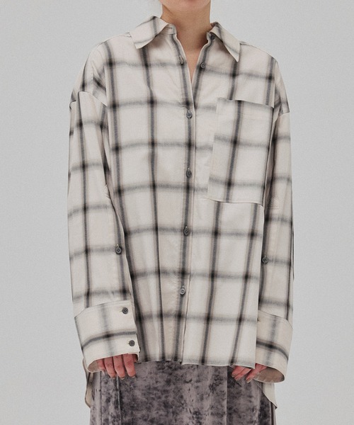 PUBLIC TOKYO（パブリックトウキョウ）の「【残りわずか】ビッグポケットラウンドシャツ（シャツ/ブラウス・レディース・ピンク/ブルー/ホワイト/チェック・FREE）」の11枚目の写真