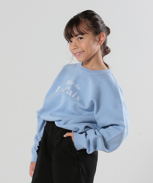 SHOO・LA・RUE（シューラルー）の「◆【110-140cm/男女兼用】スウェットライクロゴニット（ニット/セーター・キッズ・ブラック/サックスブルー/ライトグレー・13/12/11/14）」の8枚目の写真