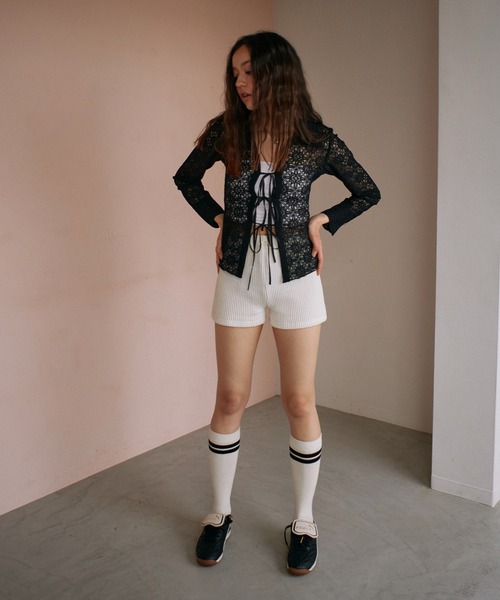 aclent アクレント High waist rib short pants セール】ハイウエストリブショートパンツ（その他パンツ