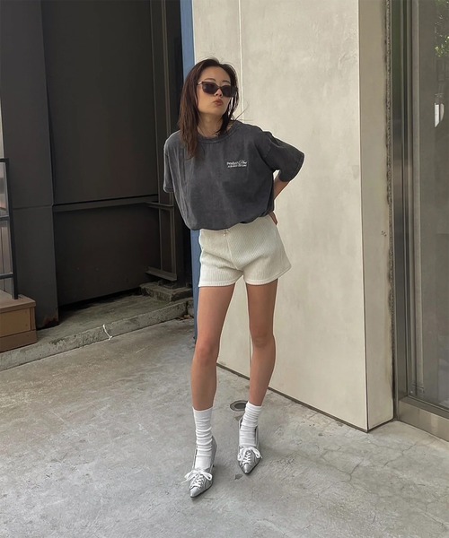 aclent アクレント High waist rib short pants セール】ハイウエストリブショートパンツ（その他パンツ