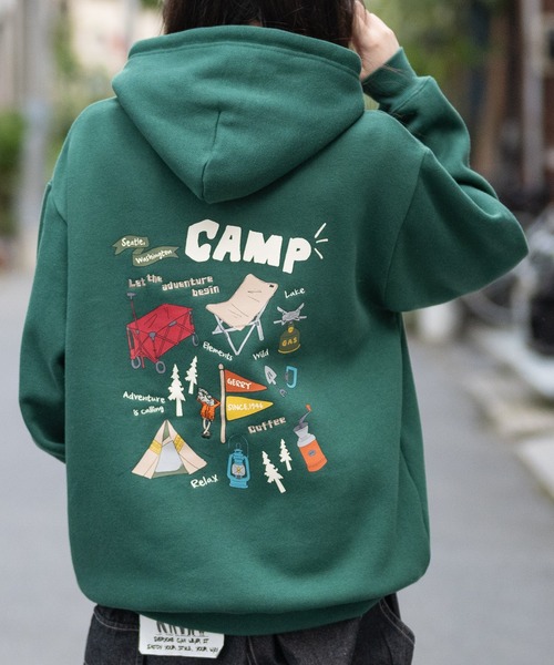 GERRY（ジェリー）の「【ag】〔GERRY/ジェリー〕キャンピングボーイ/キャンピングギアイラスト バックプリント＆刺繍 パーカー（パーカー・メンズ・ホワイト/ダークグレー/ネイビー/アッシュグレー/ダークグリーン/グリーン系その他/グレー系その他/ブラック系その他/ホワイト系その他・MEDIUM/LARGE/X-LARGE）」の7枚目の写真