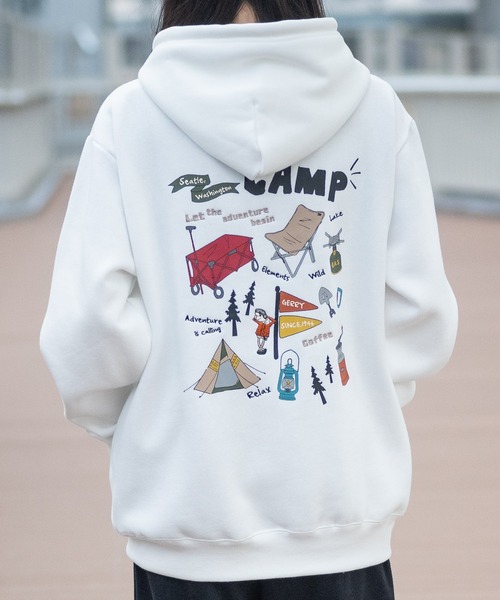 GERRY（ジェリー）の「【ag】〔GERRY/ジェリー〕キャンピングボーイ/キャンピングギアイラスト バックプリント＆刺繍 パーカー（パーカー・メンズ・ホワイト/ダークグレー/ネイビー/アッシュグレー/ダークグリーン/グリーン系その他/グレー系その他/ブラック系その他/ホワイト系その他・MEDIUM/LARGE/X-LARGE）」の13枚目の写真