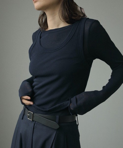 anuke（アンヌーク）の「anuke Layered Rib Tops 62420611（その他トップス・レディース・ネイビー/ホワイト/グレイッシュブルー・FREE）」の3枚目の写真