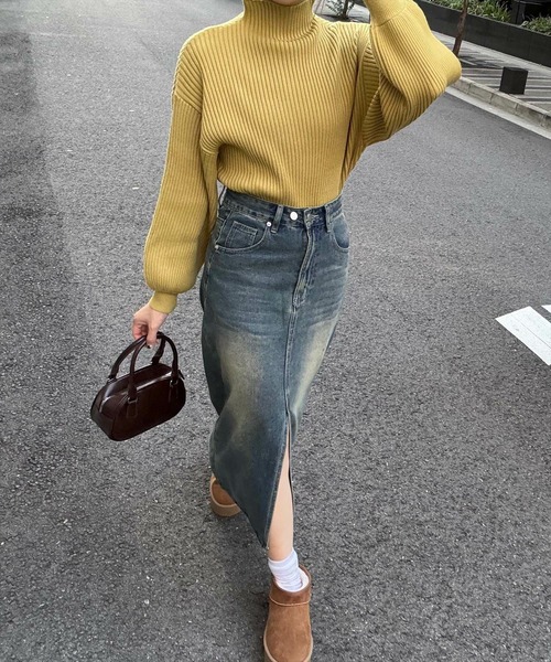 clear（クリア）の「ボトルネックゆるニットプルオーバー [ベーシック]≪2024AW新作≫（ニット/セーター・レディース・マスタード/テラコッタ/ブルーグレー/グレイッシュベージュ/アイボリー/ブラック・F）」の19枚目の写真