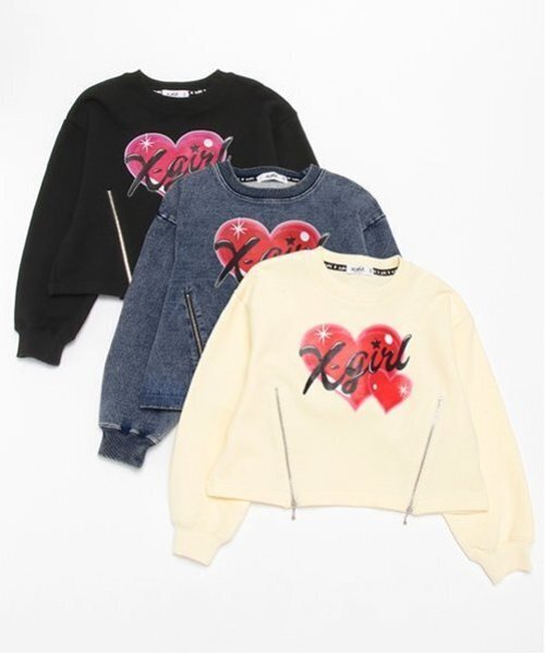 X-girl Stages（エックスガールステージス）の「ハートグラフィティジッププルオーバー（スウェット・キッズ・アイボリー/ブラック/ブルー・90cm/100cm/110cm/120cm/130cm/140cm）」の13枚目の写真