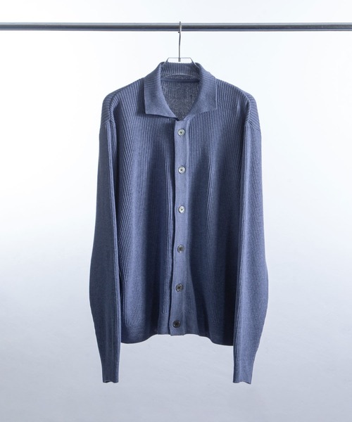 セール】【White Line】 リブ ニット シャツカーディガン / 短丈