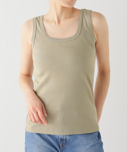 Spick & Span(スピックアンドスパン)の「Uネックノースリーブ(タンクトップ・レディース・ベージュ/ブラック・FREE)」の2枚目の写真