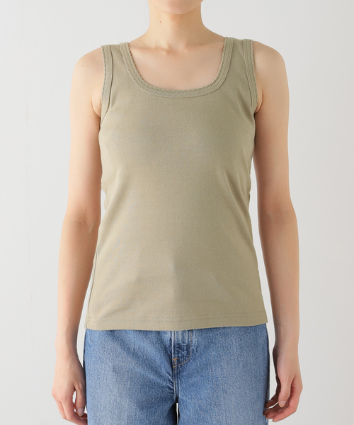 Spick & Span(スピックアンドスパン)の「Uネックノースリーブ(タンクトップ・レディース・ベージュ/ブラック・FREE)」の14枚目の写真