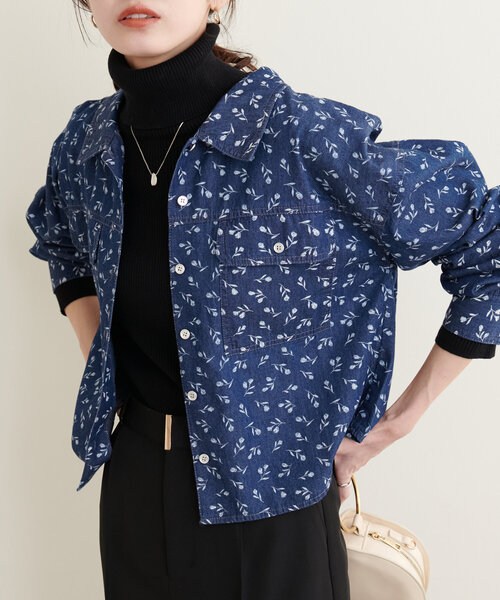 natural couture（ナチュラルクチュール）の「アソートデニムショートブルゾン（ブルゾン・レディース・その他1/アイボリー/インディゴブルー/ブラック・FREE）」の6枚目の写真