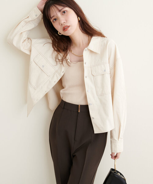 natural couture（ナチュラルクチュール）の「アソートデニムショートブルゾン（ブルゾン・レディース・その他1/アイボリー/インディゴブルー/ブラック・FREE）」の11枚目の写真