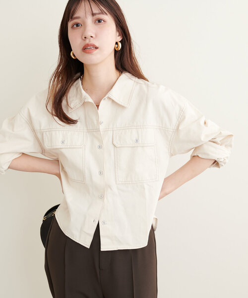 natural couture（ナチュラルクチュール）の「アソートデニムショートブルゾン（ブルゾン・レディース・その他1/アイボリー/インディゴブルー/ブラック・FREE）」の12枚目の写真