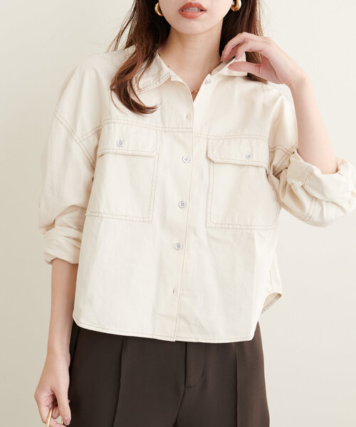 natural couture（ナチュラルクチュール）の「アソートデニムショートブルゾン（ブルゾン・レディース・その他1/アイボリー/インディゴブルー/ブラック・FREE）」の13枚目の写真